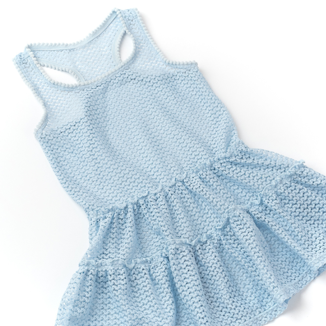 Crochet Tank Dress Cover Up - Blue