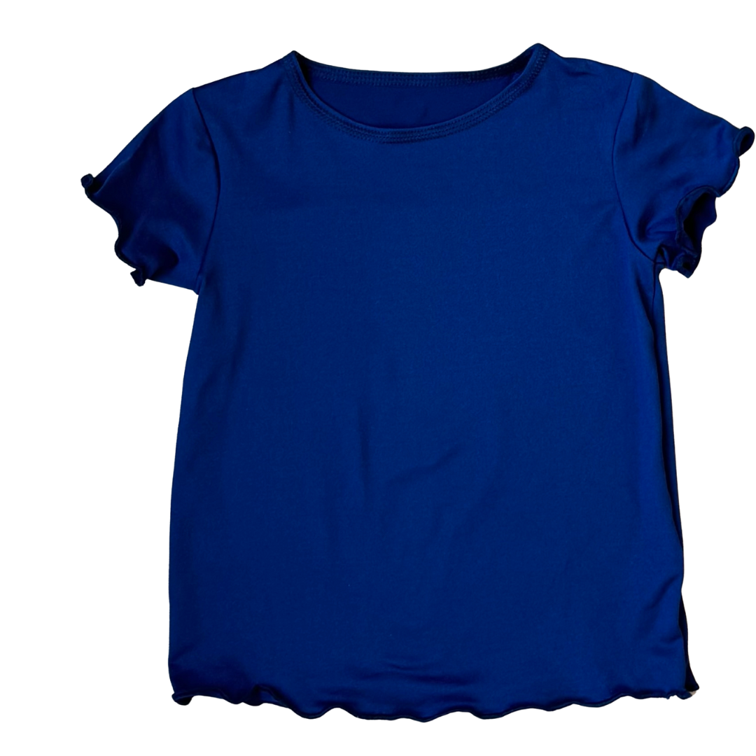 Navy Ruffle Short Sleeve Top