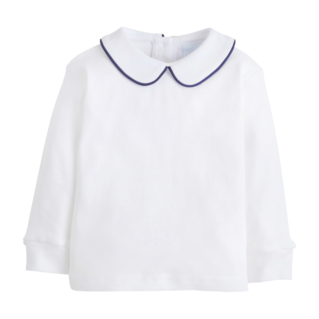 Piped Peter Pan Shirt - Navy