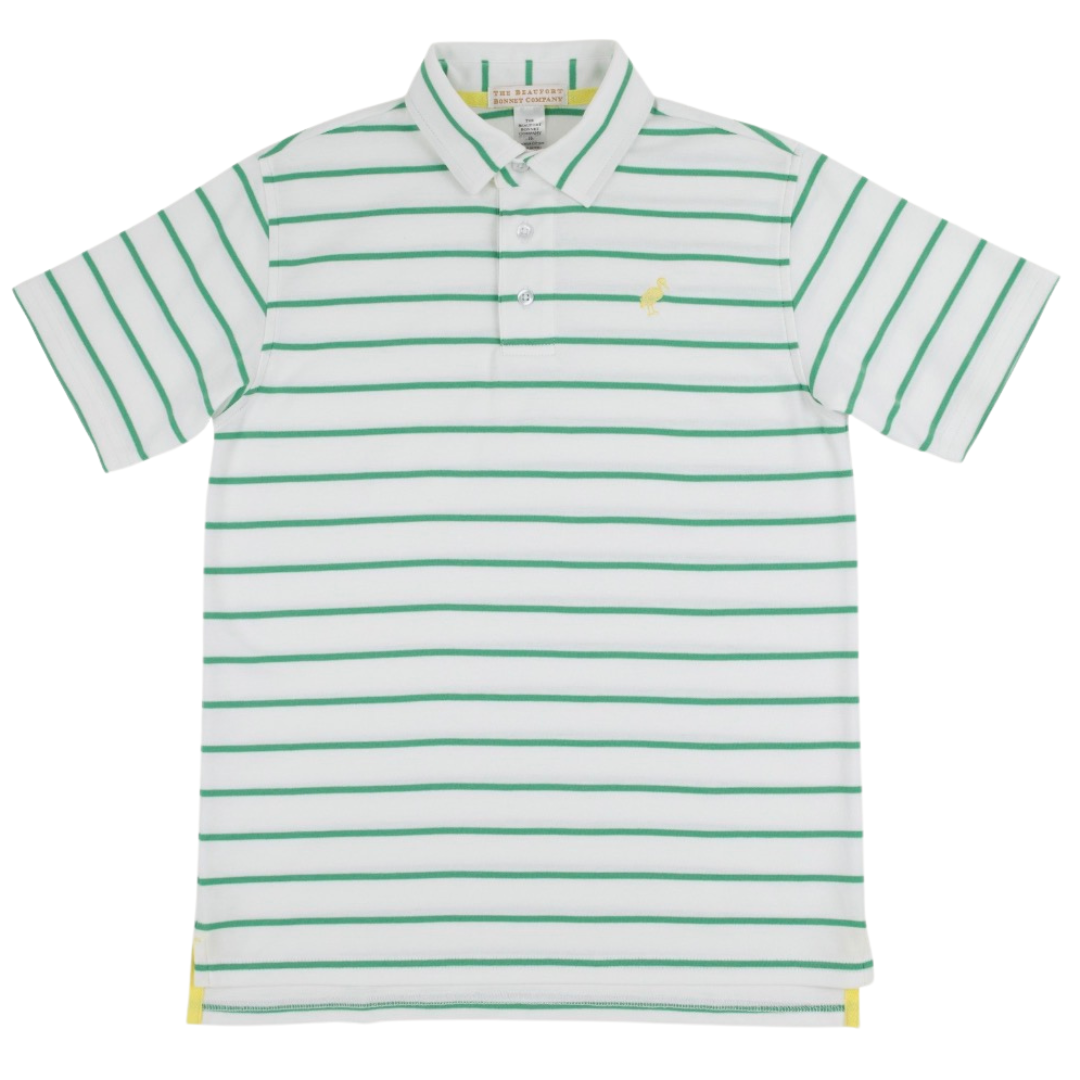 Prim and Proper Polo - Gibson Island Green Stripe