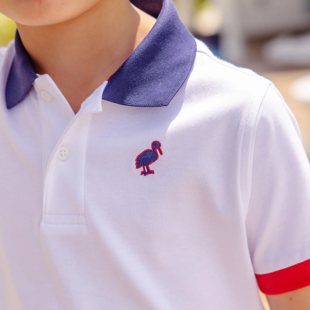 Prim & Proper Polo - Worth Avenue White with Richmond Red and Nantucket Navy