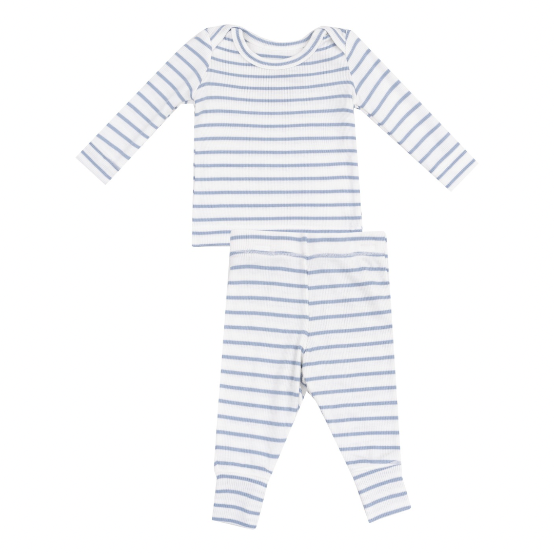 Lounge Wear Set - French Stripe Dusty Blue