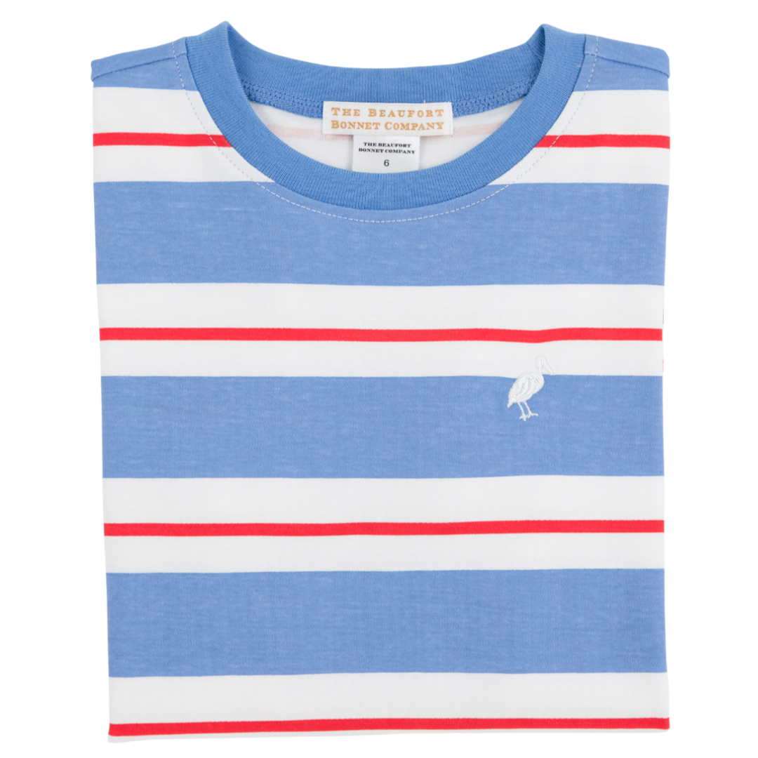 Carter Crewneck - Barbados Blue/Richmond Red/Worth Avenue White Stripe