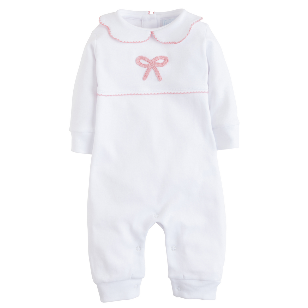 Crochet Playsuit - Pink Bow