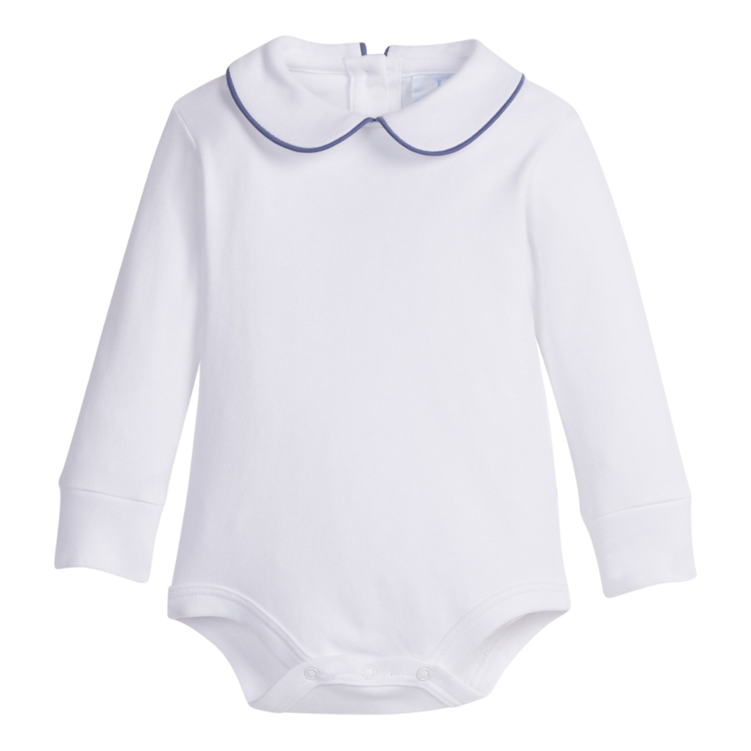 Piped Peter Pan Shirt - Gray Blue