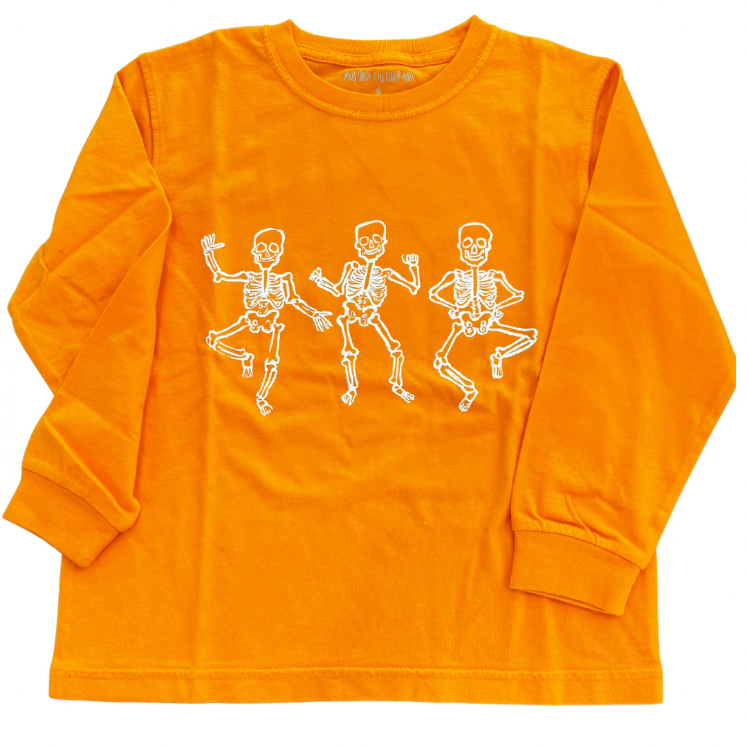Long Sleeve Orange Skeleton T-Shirt
