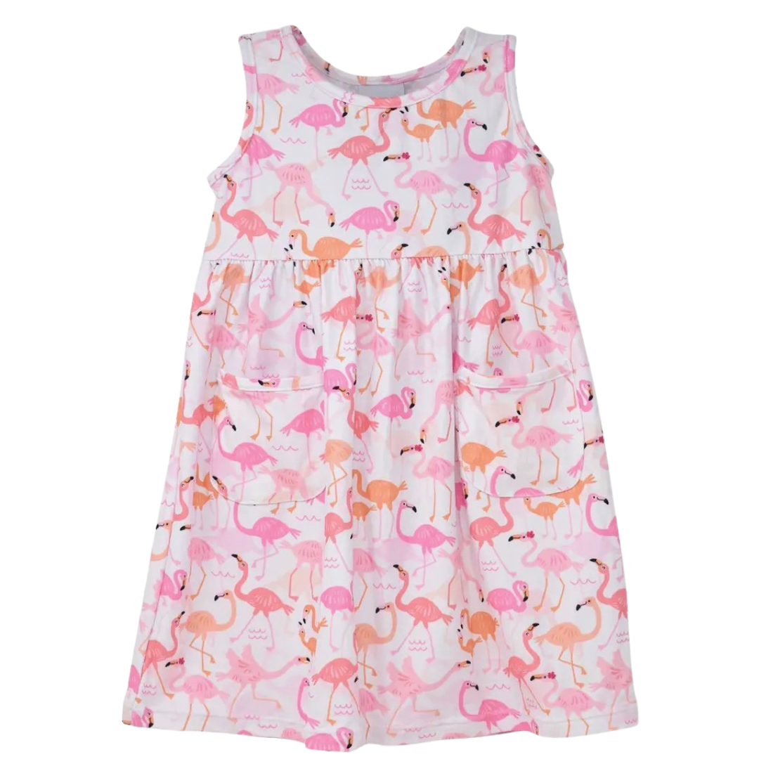 Dahlia Sleeveless Dress - Flamingo Love