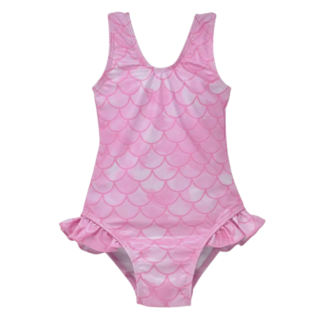 Delaney Hip Ruffle Swimsuit - Pixie Scales Pink