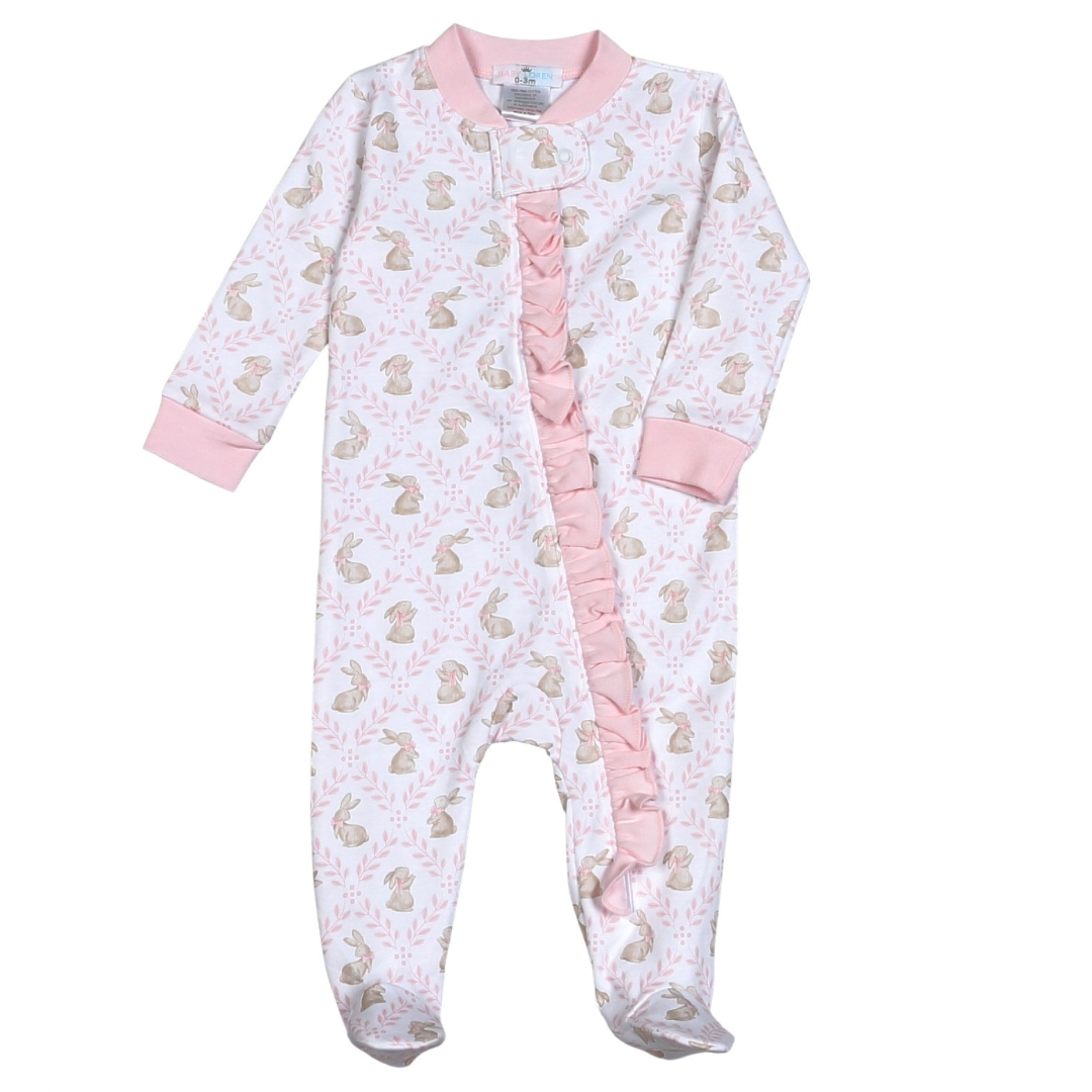 Pink Easter Bunnies Pima Footie