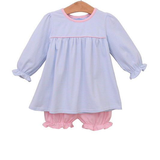 Ellie Bloomer Set - Light Blue Stripe/Light Pink