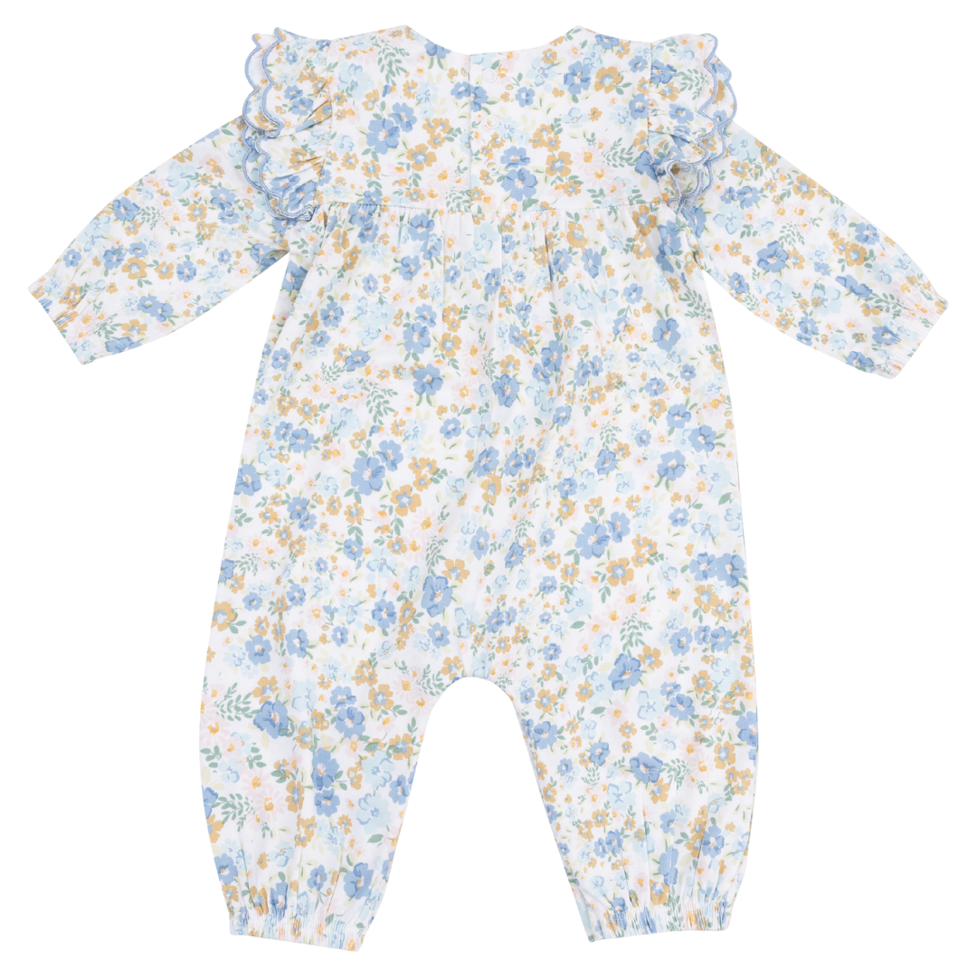 Long Sleeve Petal Ruffle Romper - Sweet Rose Calico