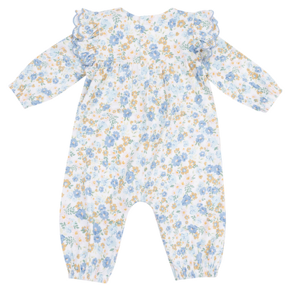 Long Sleeve Petal Ruffle Romper - Sweet Rose Calico