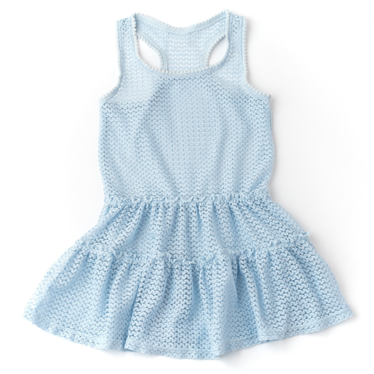 Crochet Tank Dress Cover Up - Blue