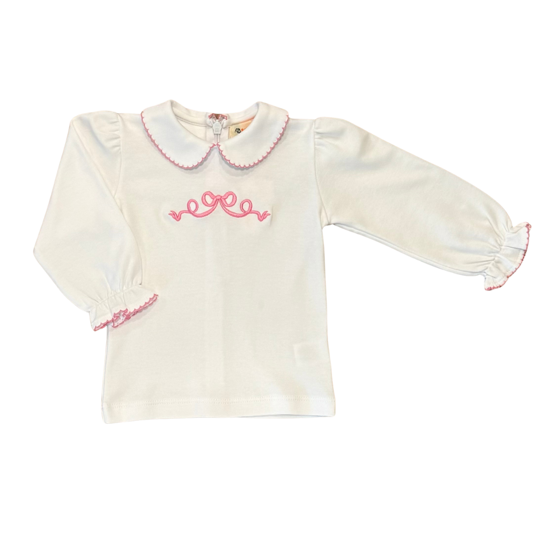 Long Sleeve Bow Embroidered Shirt