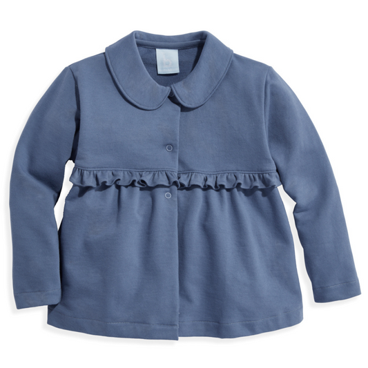 Ruffle Lotus Coat - Steel Blue