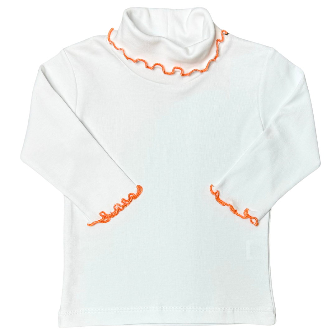 Ruffle Turtleneck - Orange Trim