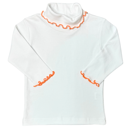 Ruffle Turtleneck - Orange Trim