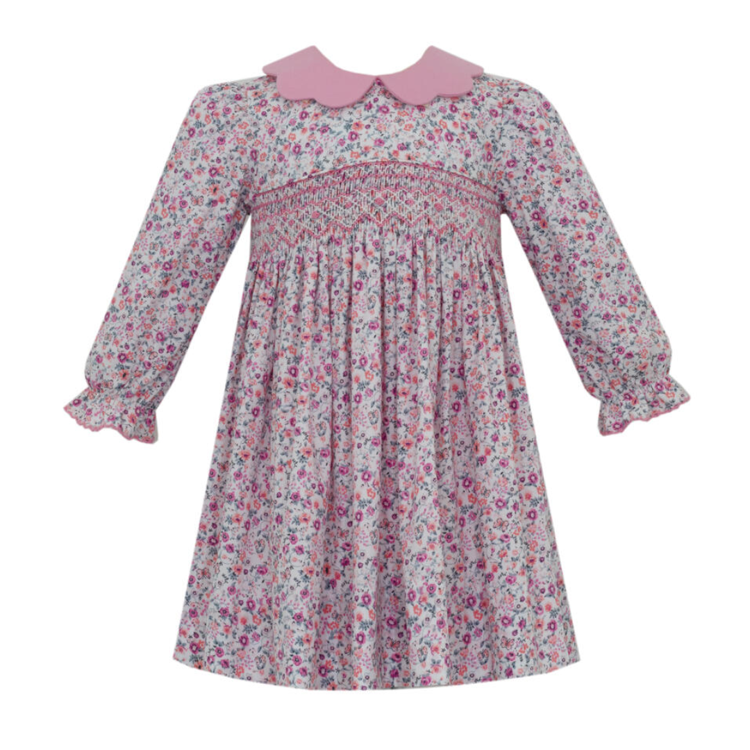 Pink Floral Smocked Dress