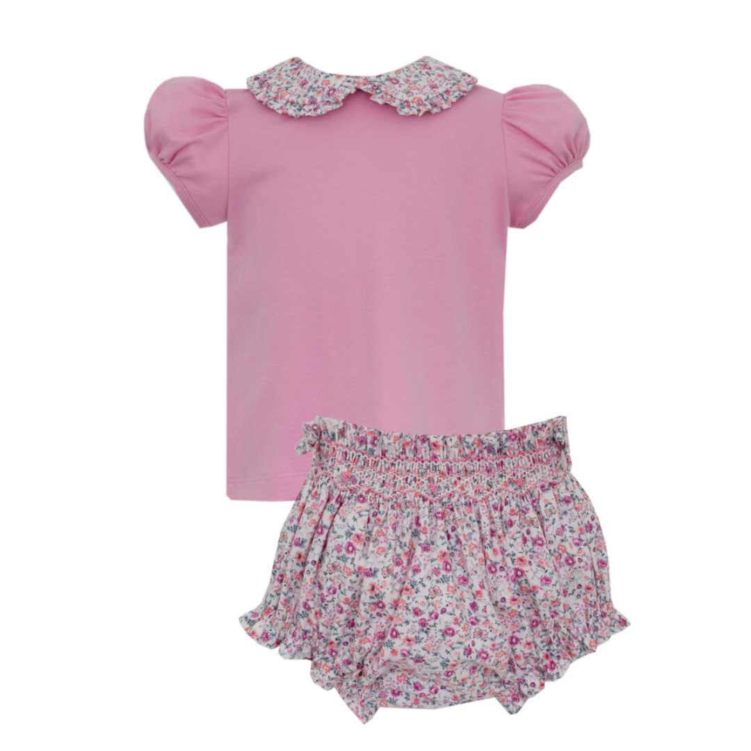 Pink Floral Print Bloomer Set