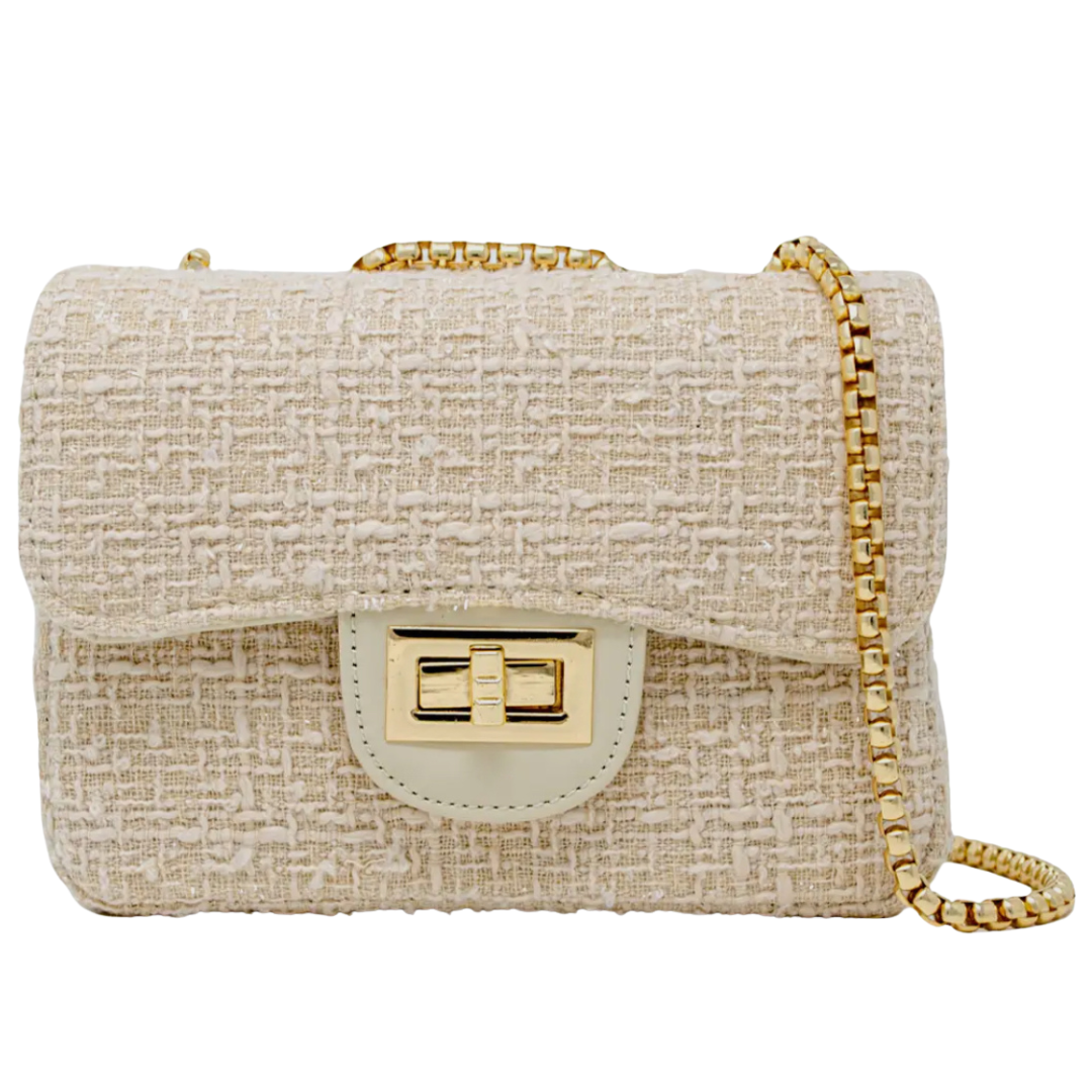 Classic Large Tweed Handbag - Cream