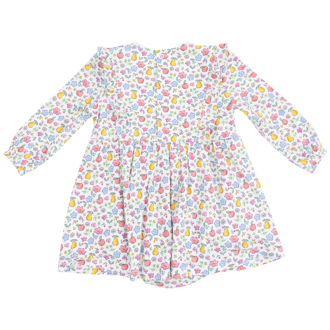 Ruffle Long Sleeve Bodysuit Dress - Fall Fruit Floral