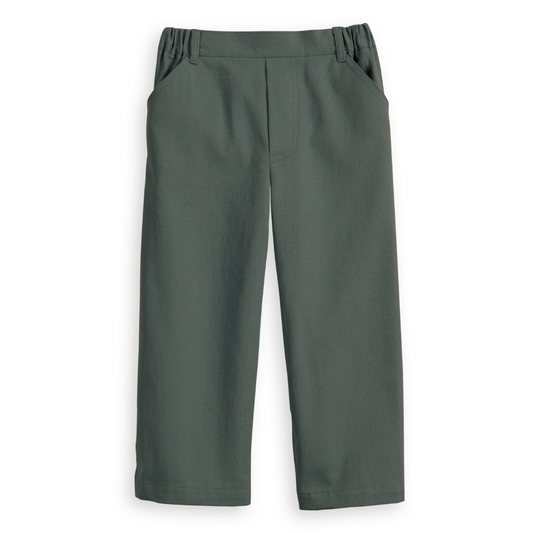 Stretch Twill Faux Zip Pant - Leaf Green