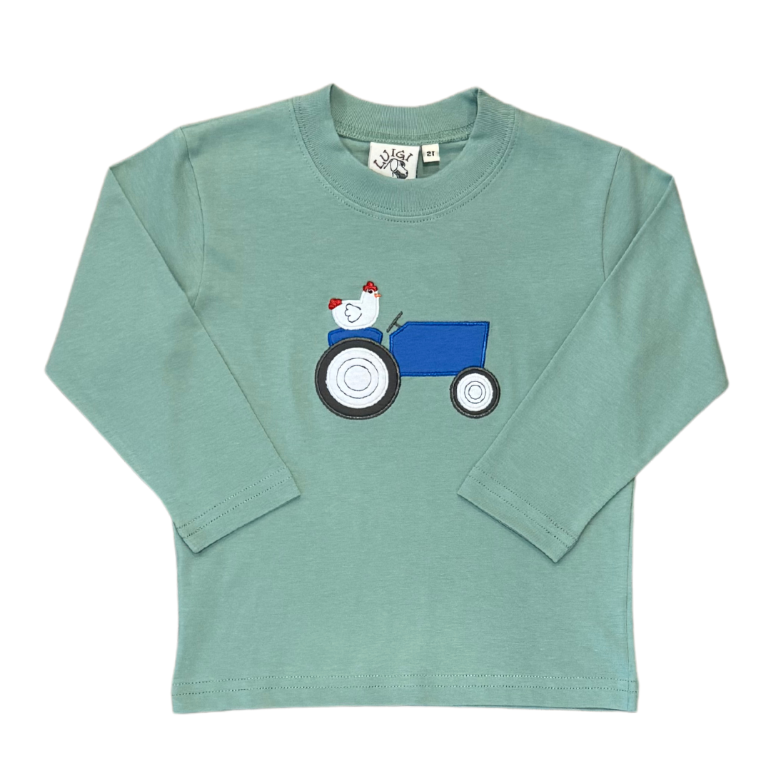 Tractor with Chicken Long Sleeve Tee