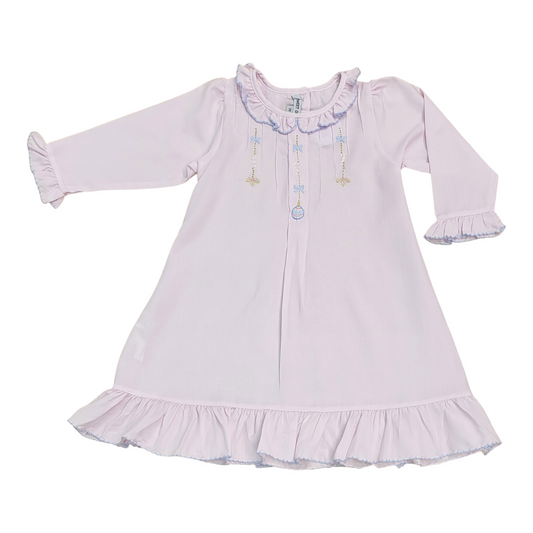 Pink Embroidered Ornament Nightgown