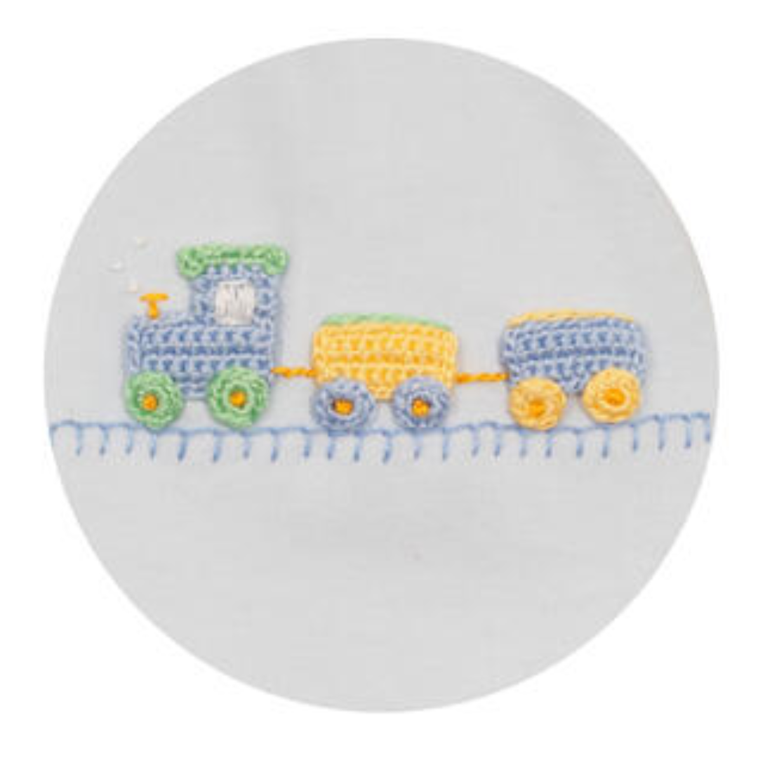 Blue Knit Trains Diaper Set