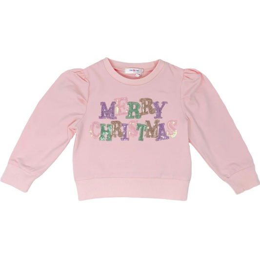 Sequin Puff Sleeve Top - Merry Christmas