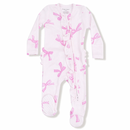 Pretty Bows - 2 Way Ruffle Zipper Footie