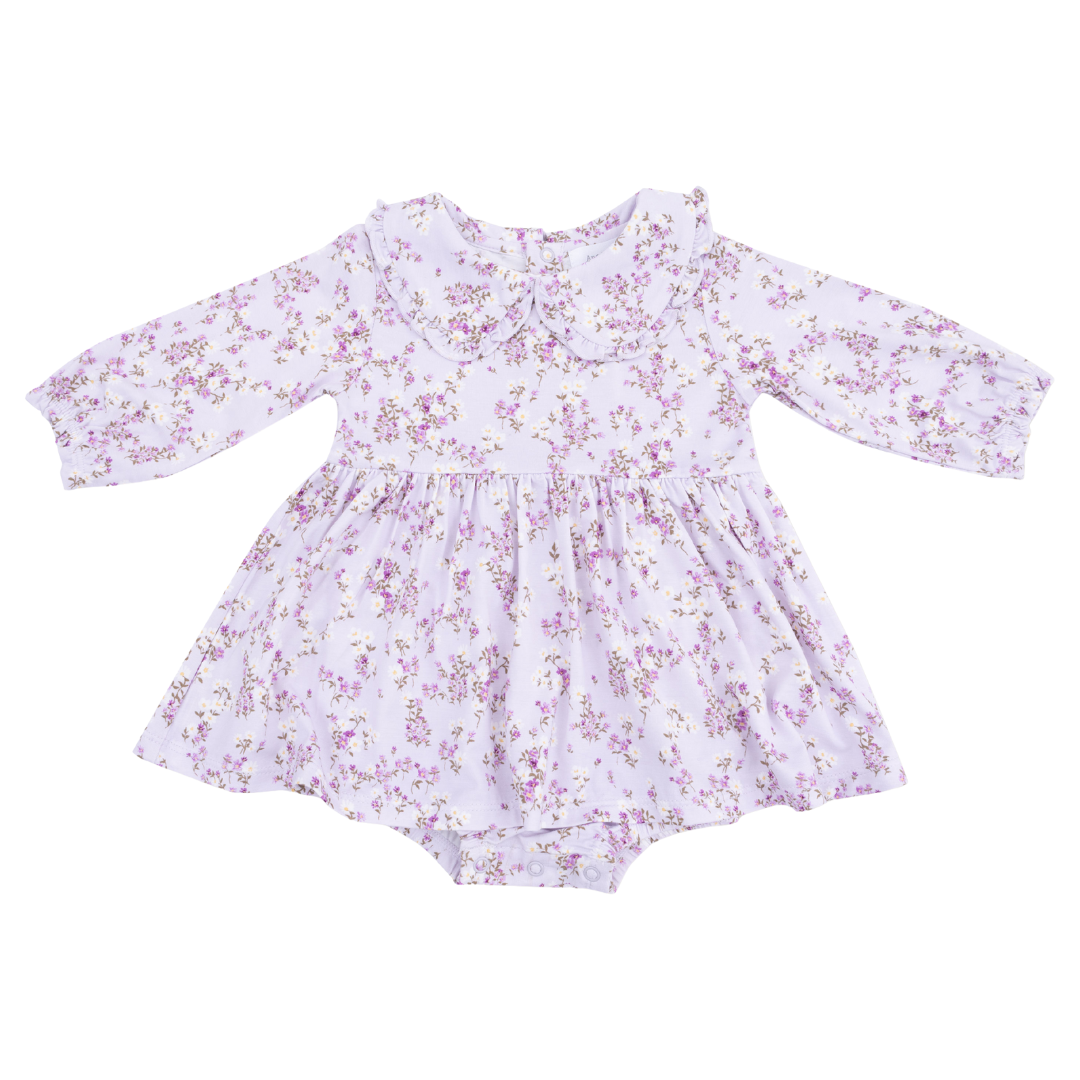 Long Sleeve Peter Pan Ruffle Collar Bubble w/ Skirt - Sweet Dream Florals