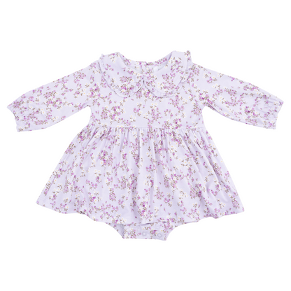 Long Sleeve Peter Pan Ruffle Collar Bubble w/ Skirt - Sweet Dream Florals