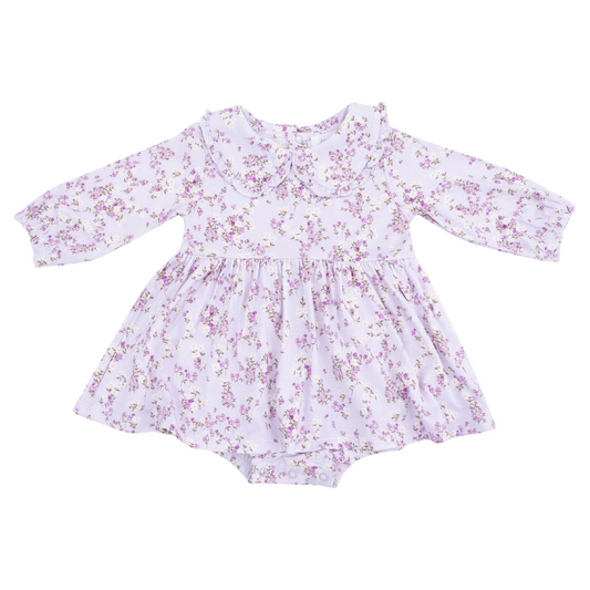 Long Sleeve Peter Pan Ruffle Collar Bubble w/ Skirt - Sweet Dream Florals