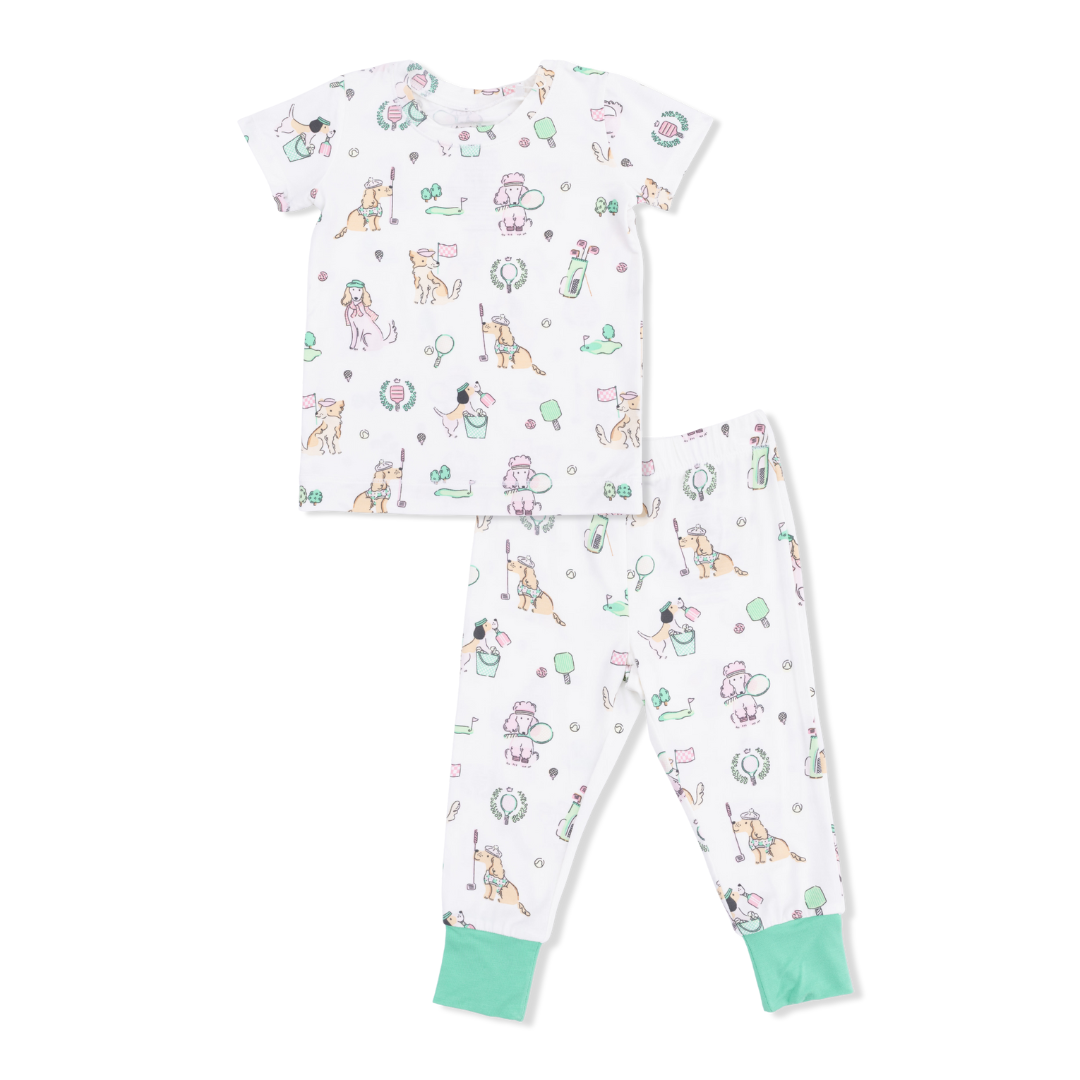 Short Sleeve Loungewear Set - Country Club Dogs (Pink)