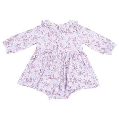 Long Sleeve Peter Pan Ruffle Collar Bubble w/ Skirt - Sweet Dream Florals