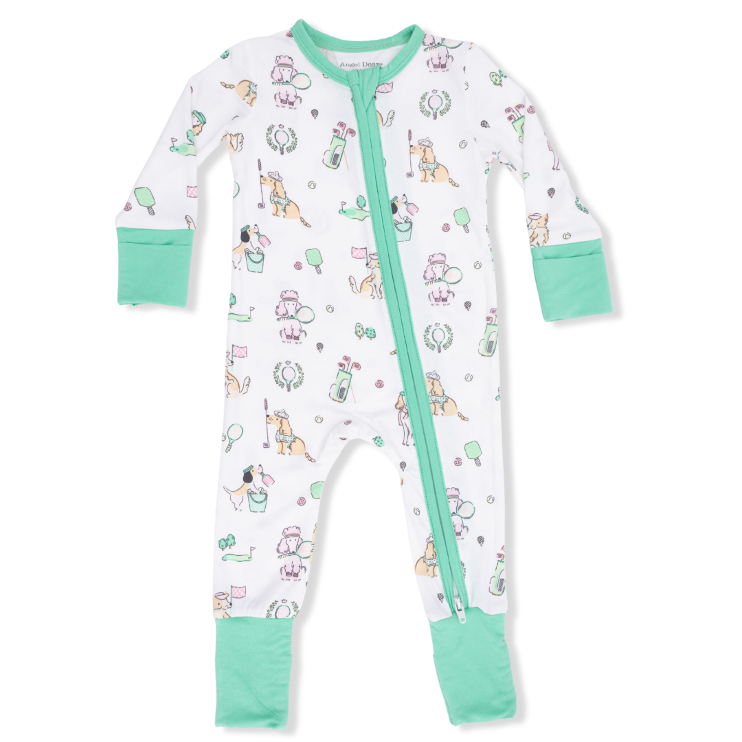 2 Way Zipper Romper - Country Club Dogs (Pink)