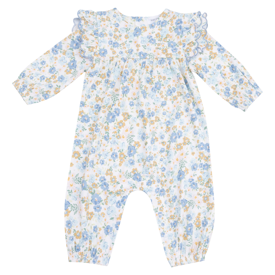 Long Sleeve Petal Ruffle Romper - Sweet Rose Calico