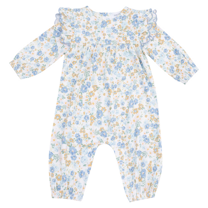Long Sleeve Petal Ruffle Romper - Sweet Rose Calico
