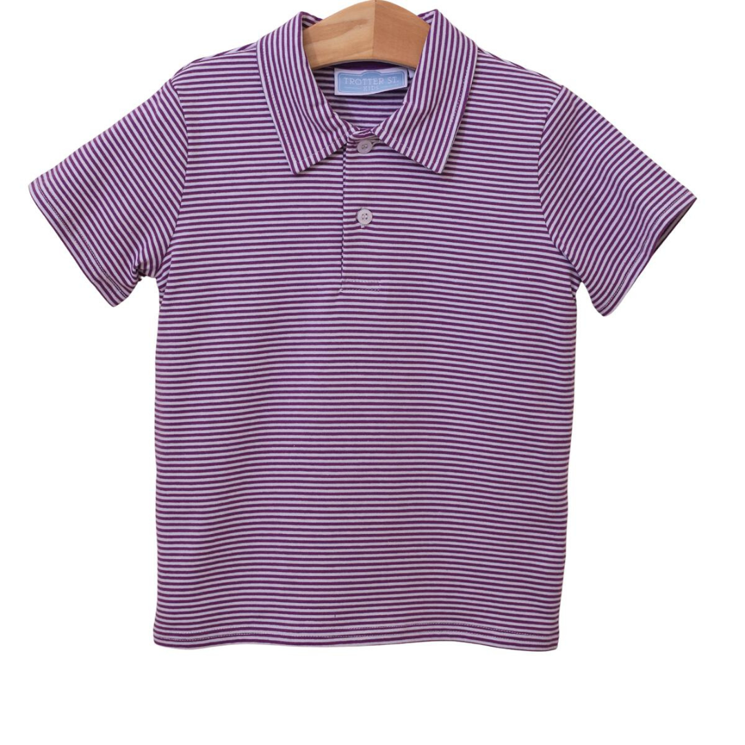 Henry Game Day Polo - Purple Stripe