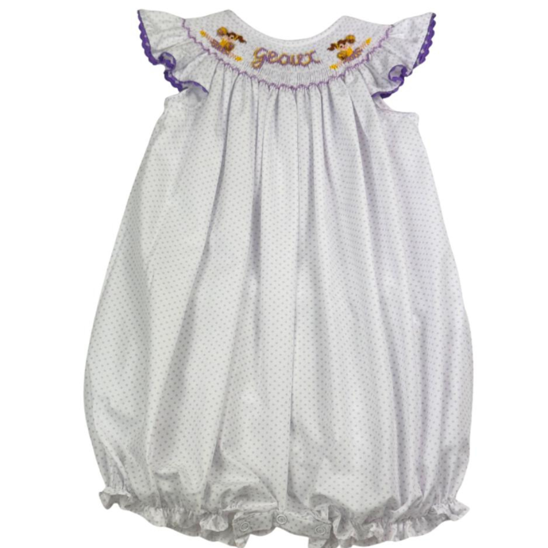 Lavender Bitty Dot Bishop Smock Cheer Bubble