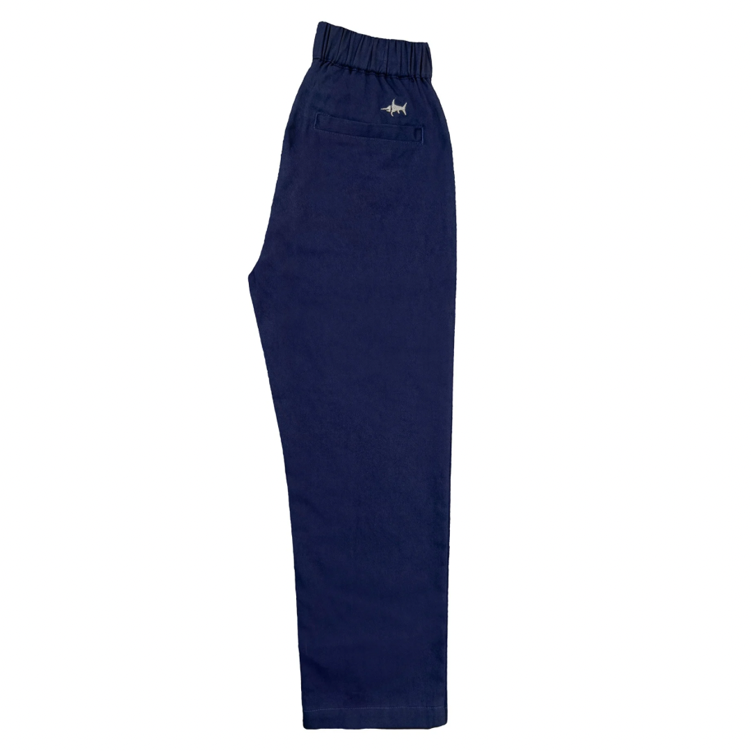 Naples Elastic Waist Pants - Navy