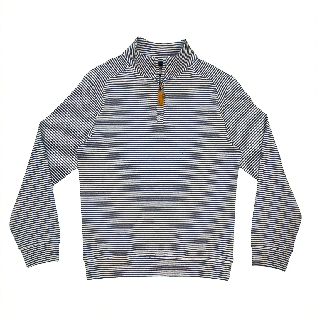 Collins Quarter Zip Pullover - Blue Stripe