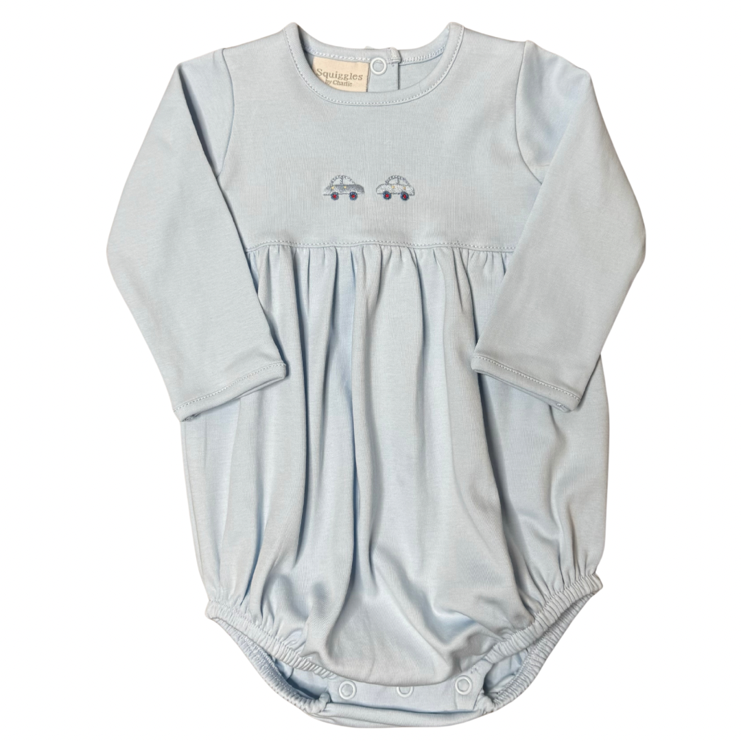 Blue Bitty Cars Long Sleeve Bubble