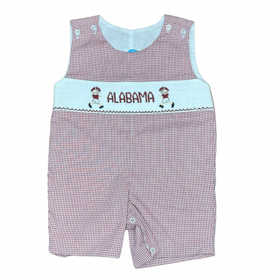 Crimson Gingham Alabama Smock Football Jon Jon