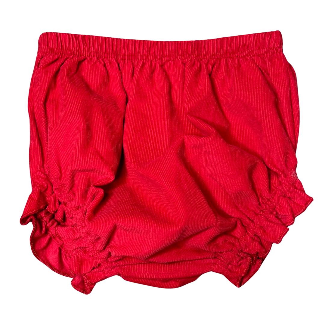 Corduroy Ruffle Diaper Cover - Red