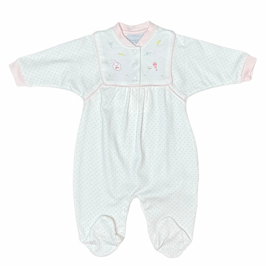 Baby Girl Embroidered Snap Footie