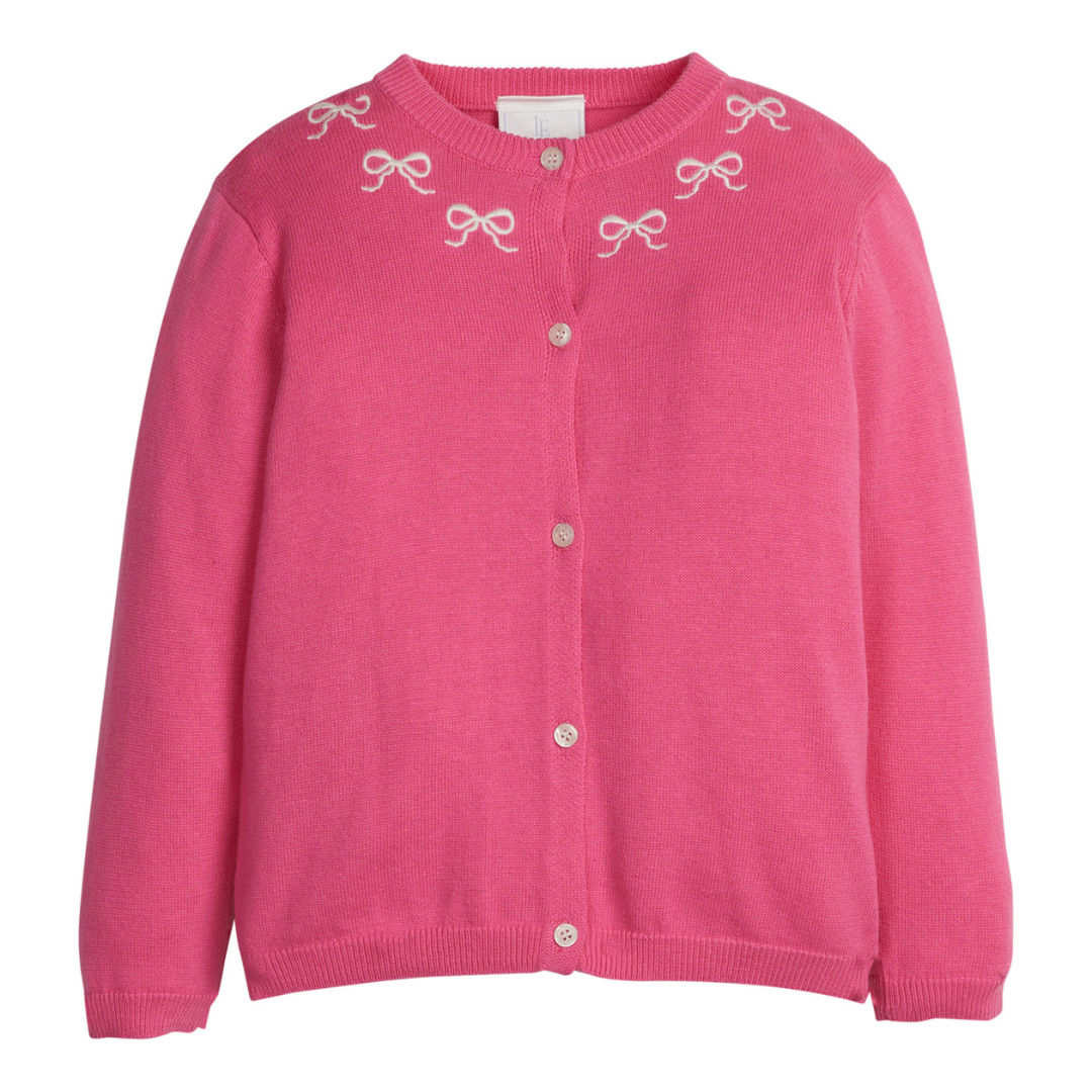 Embroidered Essential Cardigan - Pink Bows