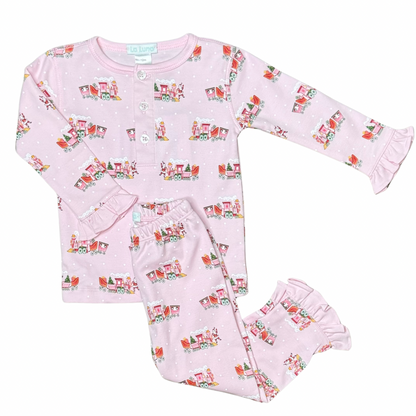 Pink Christmas Train Two Piece Pajama