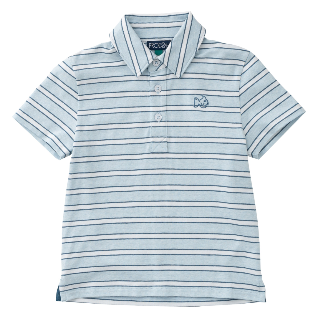 Short Sleeve Polo - Ice Water Copen Blue Stripe